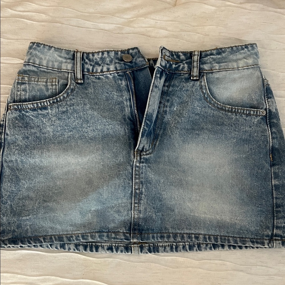 Zara Faded Blue Denim Pencil Skirt